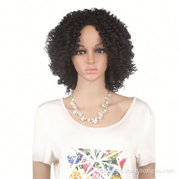 MYZYR's own brand 12-inch heat-resistant curly hair synthetic African wig, cheap high-quality synthetic wig supplier (black)